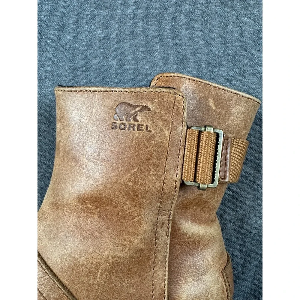 Sorel Addington Strap Boots Women's 7 Elk Brown Leather Waterproof NL2156-286